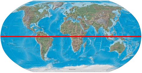 world map with equator line.